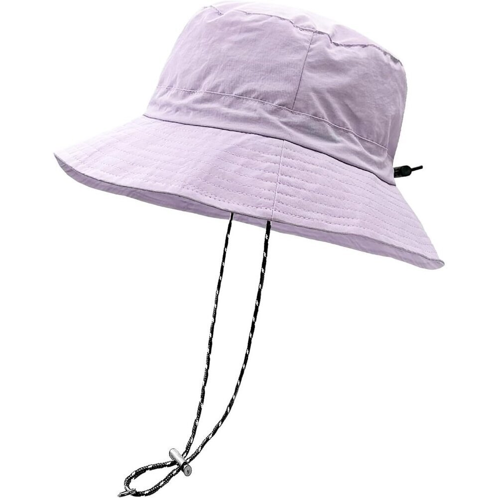 Unisex Purple 100% Polyester Wide Brim Boonie Waterproof Chin Strap Bucket Hat